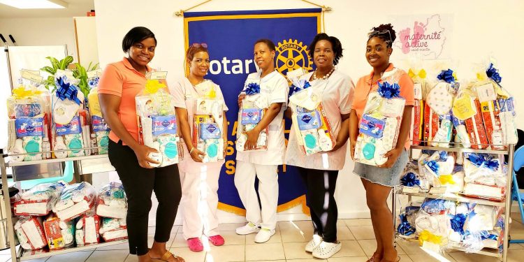 Rotary Sunset Donates Maternity Gift Baskets to LCF Hospital