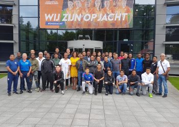 Sint Maarten Netherlands-based players participate in a football training camp at the KNVB Campus Zeist