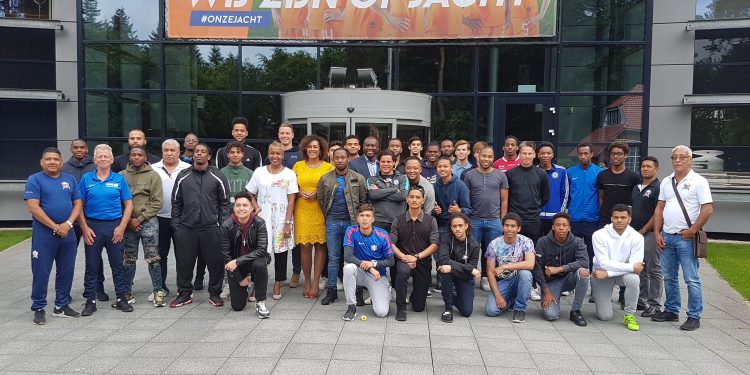 Sint Maarten Netherlands-based players participate in a football training camp at the KNVB Campus Zeist