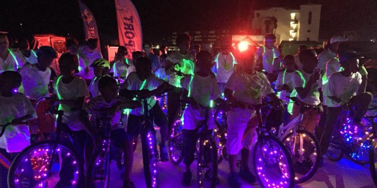 Bike Liton Bikes with lights at night!