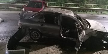 Car caught on fire after accident on the L.B.Scott road.