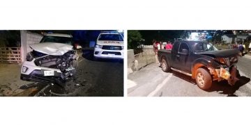 Car over-taking causes a collision