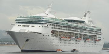 Rhapsody of the Seas in port on Tuesday for Repatriation and Provisioning Operations