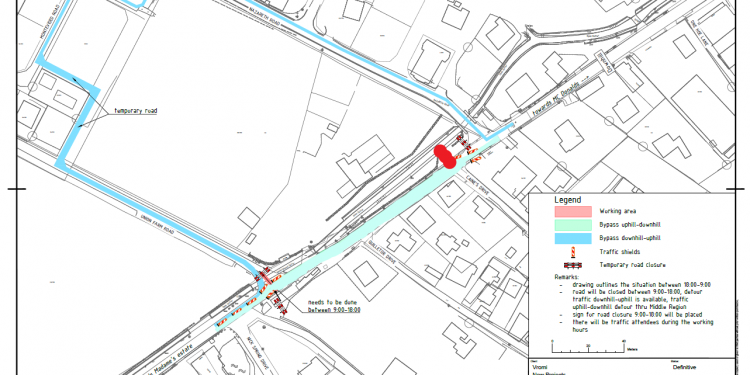 “Traffic Diversion Dutch Quarter Road, Caines Drive Intersection”
