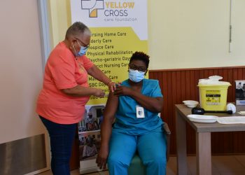 WYCCF Quality Nurse Claudette Rijff receives first COVID-19 vaccine on Monday