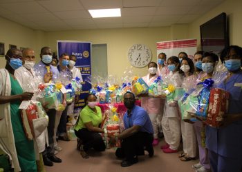Rotary Sunset and Rotaract Sunrise Donates Maternity Gift Baskets to LCF
