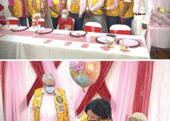 Sint Maarten Lions Club Members celebrate 100th Birthday with Ms. Olive Hodge- Wilson.