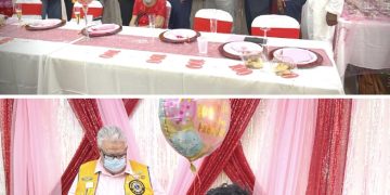 Sint Maarten Lions Club Members celebrate 100th Birthday with Ms. Olive Hodge- Wilson.