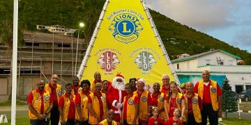 Sint Maarten Lions Club starts the Christmas Season with lights at the Cottage Roundabout.