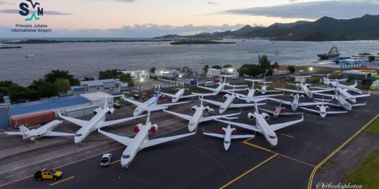 High Demand for Corporate Jet parking at Princess Juliana International Airport