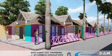 Ottley presenta representaciones arquitectónicas para el Market Place en Philipsburg