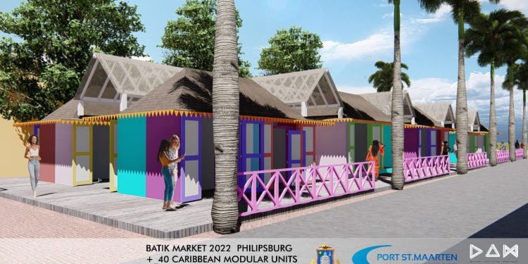 Ottley presenta representaciones arquitectónicas para el Market Place en Philipsburg