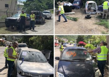 Oficiales de la comunidad y el personal de VROMI realizaron una inspección en relación con los automóviles abandonados