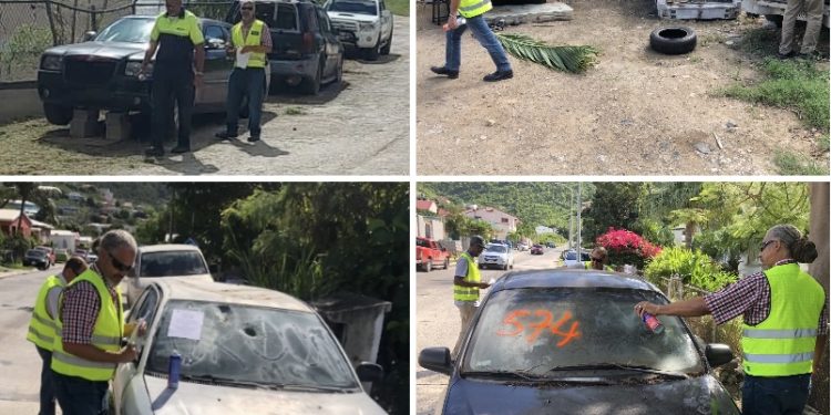 Oficiales de la comunidad y el personal de VROMI realizaron una inspección en relación con los automóviles abandonados