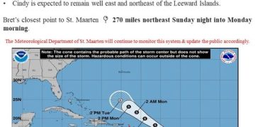 El centro de la tormenta tropical Cindy