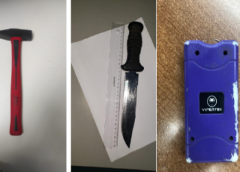 Armas encontradas y confiscadas en la escuela