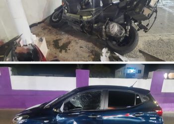 Accidente en L.B. Scott Road que involucró a una Hyundai I-10 y pasola