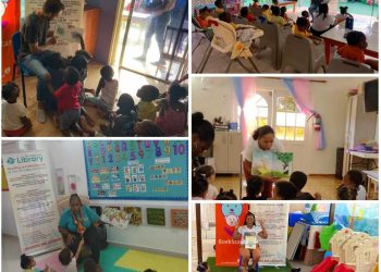 Celebrando el éxito en la lectura con cinco lectores entusiastas en cinco Guarderías