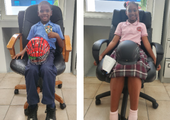 La policía de Sint Maarten colabora con Caribbean Eagles y Riders en dos motocicletas para promover la seguridad infantil con una campaña de donación de cascos