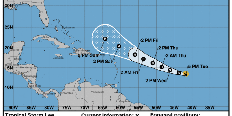 ODM: Vigilar de cerca la tormenta tropical Lee en el Océano Atlántico