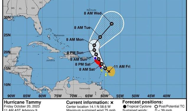 El huracán Tammy se fortalece aún más. Preparativos completos para huracanes