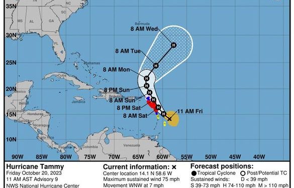 Tammy se convierte en huracán categoría 1