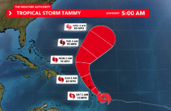 La Policía de Sint Maarten insta a la población a tener precaución antes de la tormenta tropical/huracán Tammy