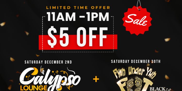Xtratight Entertainment presenta el especial exclusivo del Black Friday: boletos por $35 para los eventos Calypso Lounge y Fyah under Yuh Foot