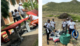 Oficiales de la fuerza policial de Sint Maarten se ofrecen como voluntarios para el programa SXM DOET