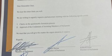 Asunto: UP/NA Oposición presentan solicitud urgente a la verificación de documentos de los Parlamentarios entrantes