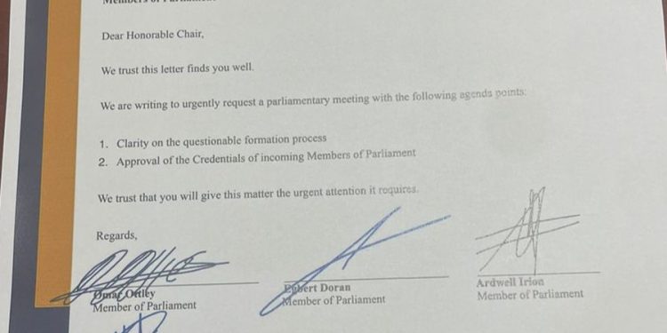 Asunto: UP/NA Oposición presentan solicitud urgente a la verificación de documentos de los Parlamentarios entrantes