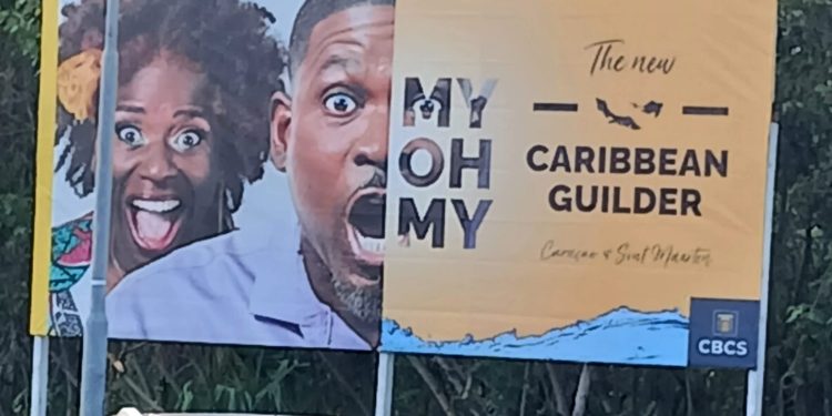 La Ministra de Finanzas, Marinka Gumbs, solicita al Banco Central de Curaçao y St. Maarten (CBCS) que corrija el polémico cartel publicitario en la rotonda de Salt Pickers