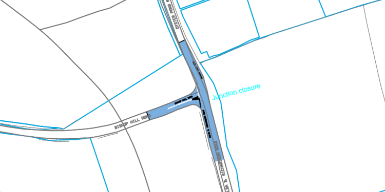 (VROMI): Cierre parcial de un carril en la intersección de Bishop Hill Road y Hulda Richardson Road como parte del proyecto de repavimentación de asfalto 2023-2024 en Upper Princess Quarter