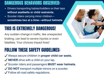 El KPSM emite una advertencia urgente sobre el transporte inseguro de menores