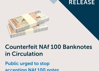 Billetes falsos de 100 NAf en circulación: Se insta al público a dejar de aceptarlos