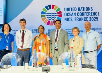 Tadzio Bervoets, del Fondo para la Biodiversidad del Caribe, destaca la arquitectura regional del financiamiento del carbono azul en la Conferencia de Alto Nivel de las Naciones Unidas sobre los Océanos.