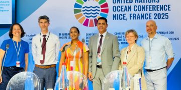 Tadzio Bervoets, del Fondo para la Biodiversidad del Caribe, destaca la arquitectura regional del financiamiento del carbono azul en la Conferencia de Alto Nivel de las Naciones Unidas sobre los Océanos.