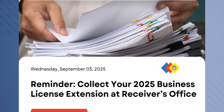 Recordatorio: Retire su extensión de licencia comercial 2025 en la Oficina del Receptor