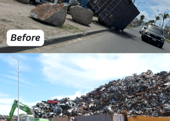 VROMI y KPSM abordan el vertido ilegal de un gran contenedor cerca de la entrada del vertedero sanitario