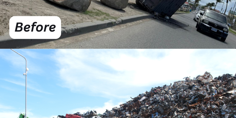 VROMI y KPSM abordan el vertido ilegal de un gran contenedor cerca de la entrada del vertedero sanitario