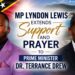 El Parlamentario Lyndon Lewis expresa su apoyo y oraciones al Primer Ministro Dr. Terrance Drew
