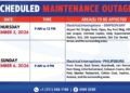 Aviso de Mantenimiento Programado para el jueves 3 y el domingo 6 de septiembre de 2026