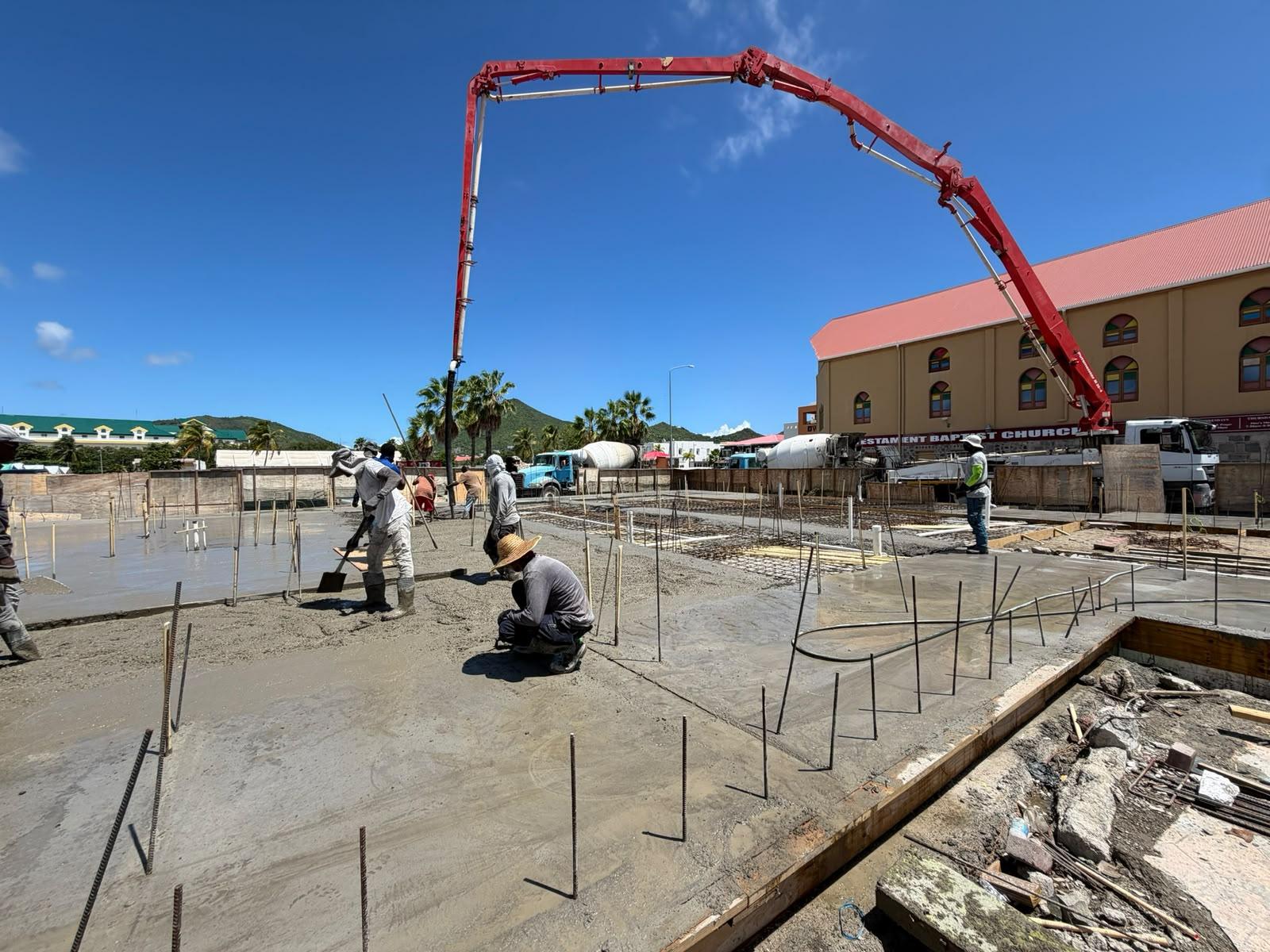 Foundation Poured for New Soualiga Marketplace on St. Maarten